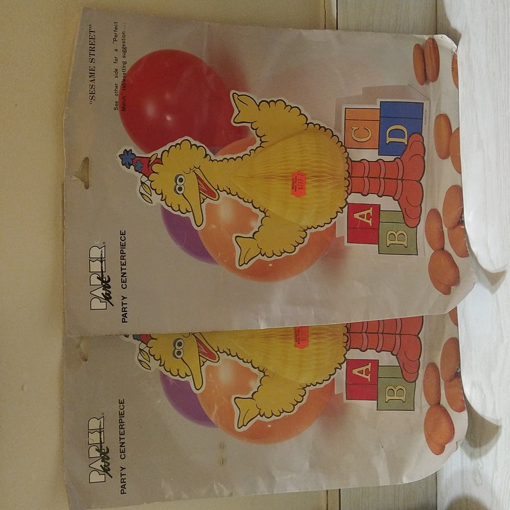 Vintage RARE 1987 Sesame Street Big Bird Party Art Centerpieces Made in Japan